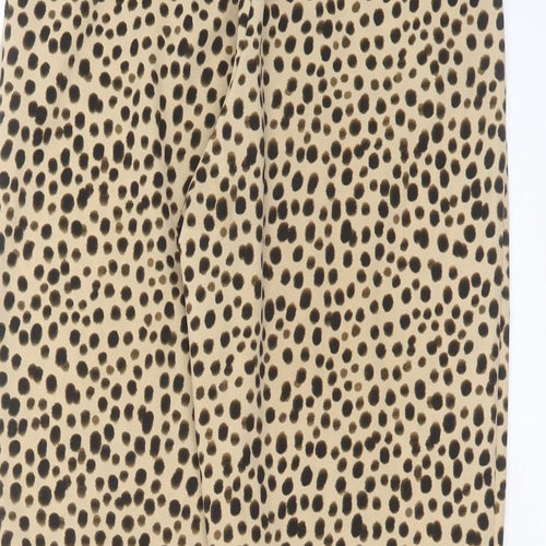 Monki Womens Brown Animal Print Polyester Trousers  Size 4 L25 in Regular