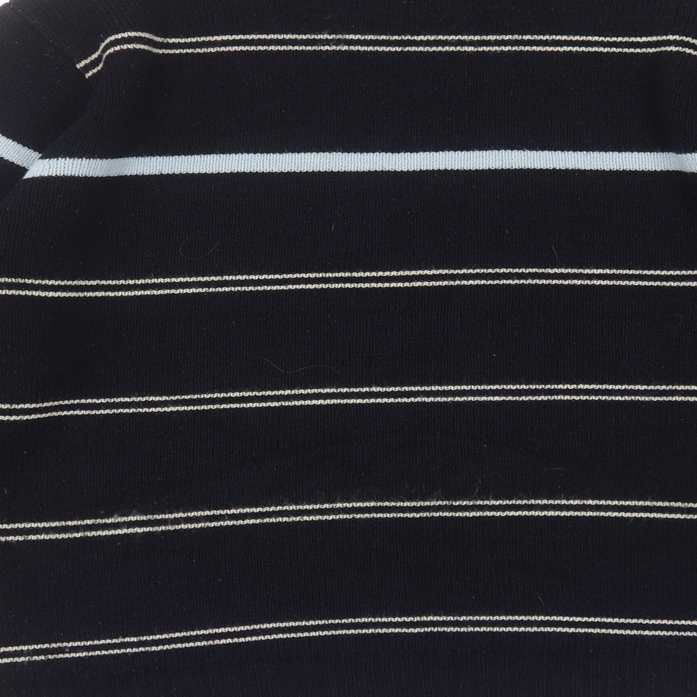 Tom Hagen Mens Blue Round Neck Striped Acrylic Pullover Jumper Size M