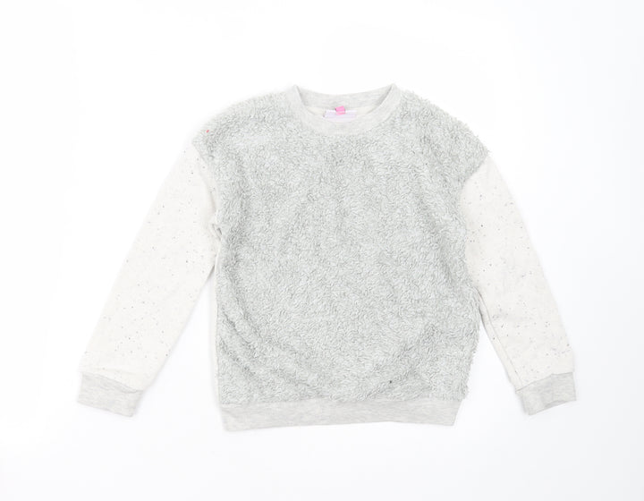HULLABALOO Girls Grey Polyester Pullover Sweatshirt Size 7-8 Years - fluffy