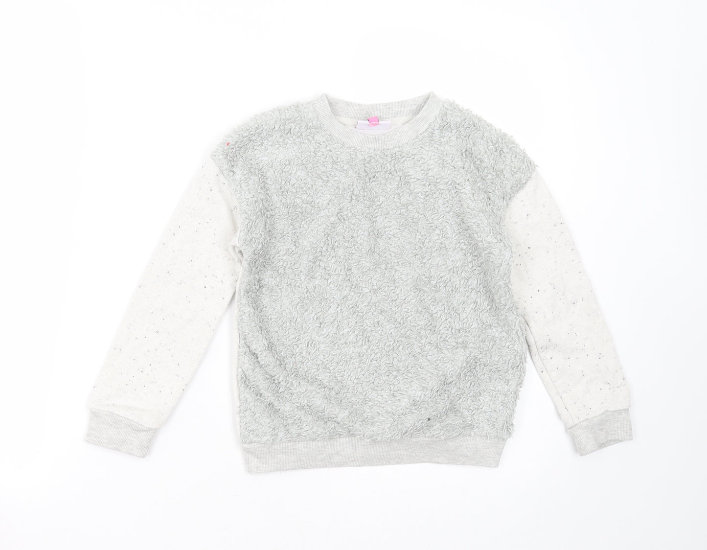 HULLABALOO Girls Grey  Polyester Pullover Sweatshirt Size 7-8 Years   - fluffy