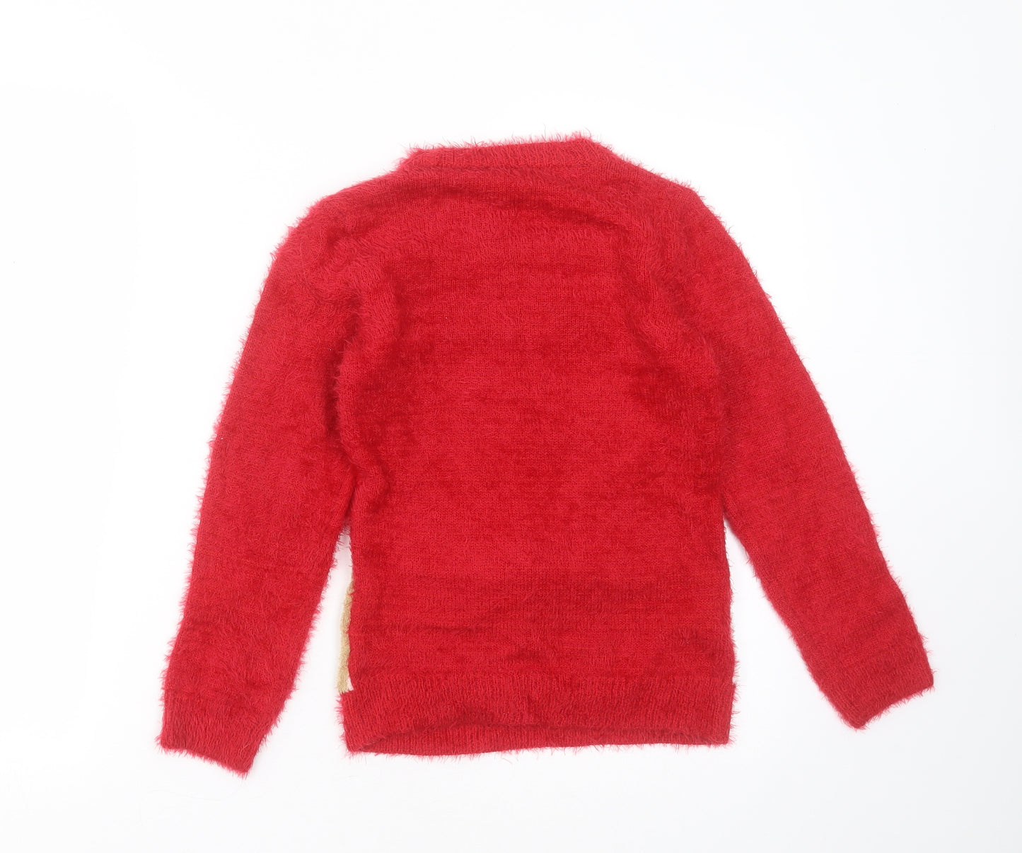 Nutmeg Girls Red Round Neck  Polyester Pullover Jumper Size 9-10 Years   - christmas jumper