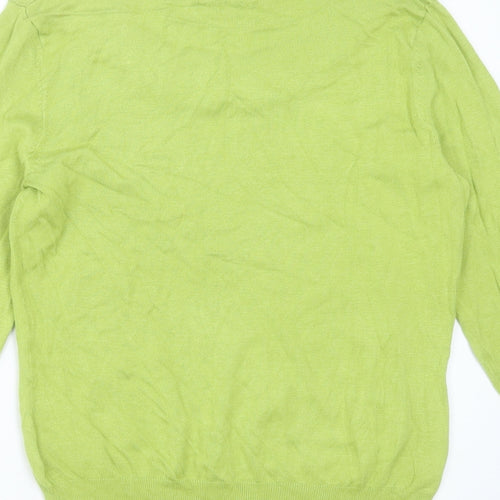 Marks and Spencer Womens Green Round Neck  Viscose Pullover Jumper Size 10   - floral detail
