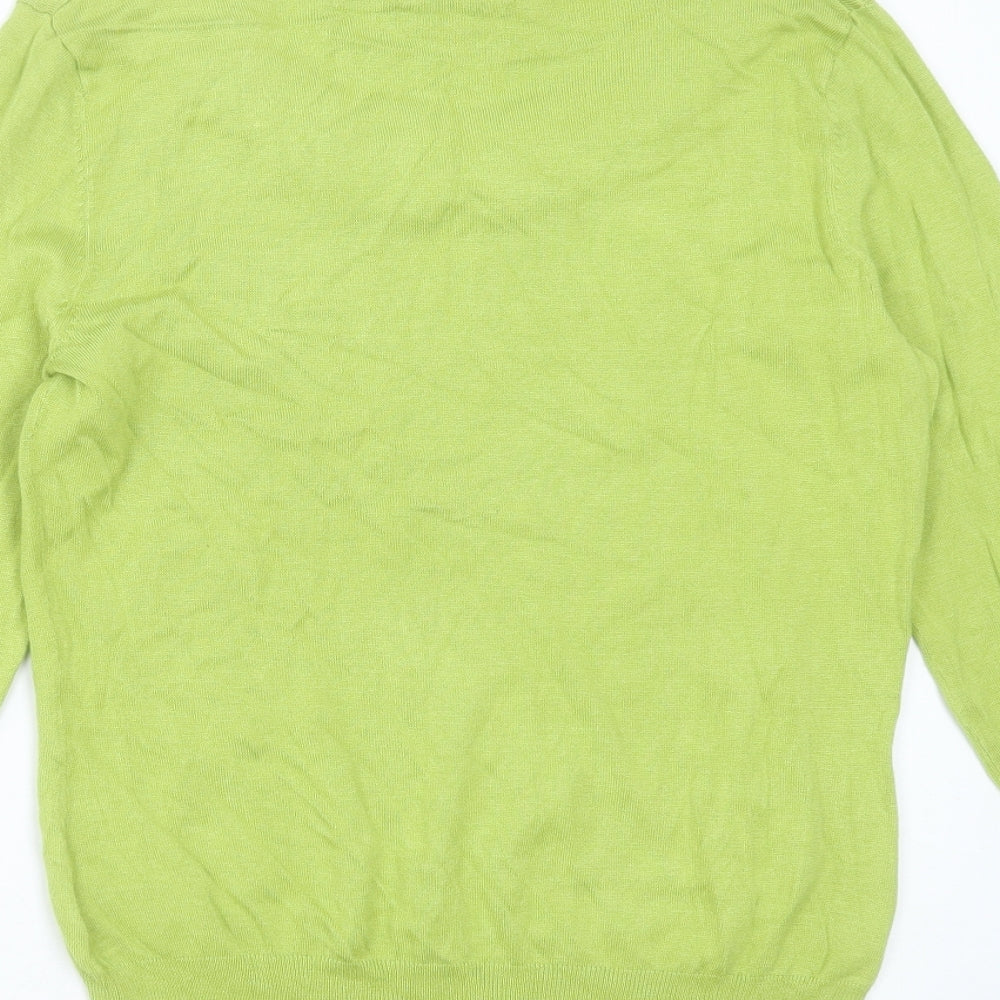 Marks and Spencer Womens Green Round Neck  Viscose Pullover Jumper Size 10   - floral detail