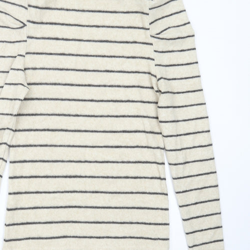 Papaya Womens Beige High Neck Striped Viscose Pullover Jumper Size 8