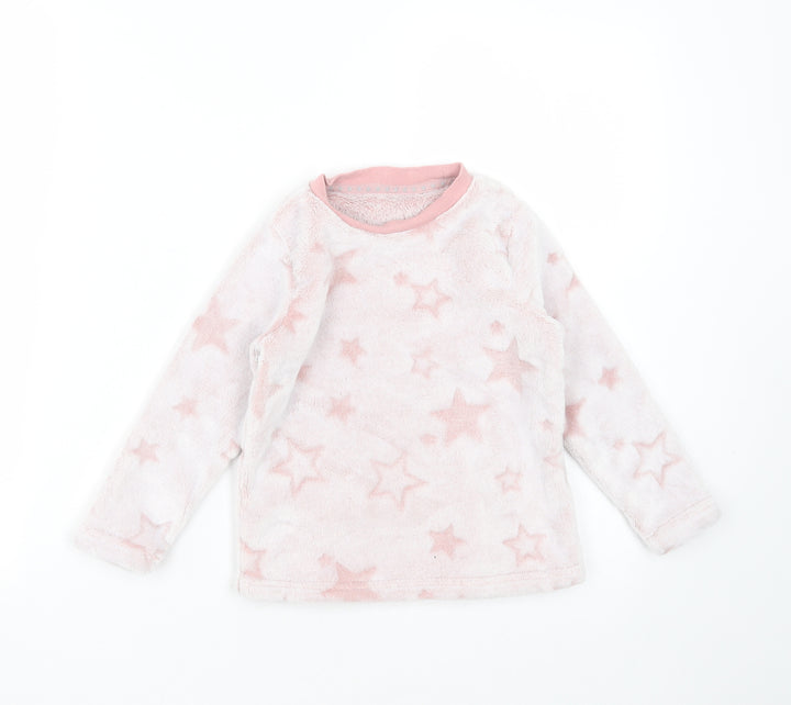 Nutmeg Girls Pink Geometric Polyester Top Pyjama Top Size 3-4 Years   - Star Pattern
