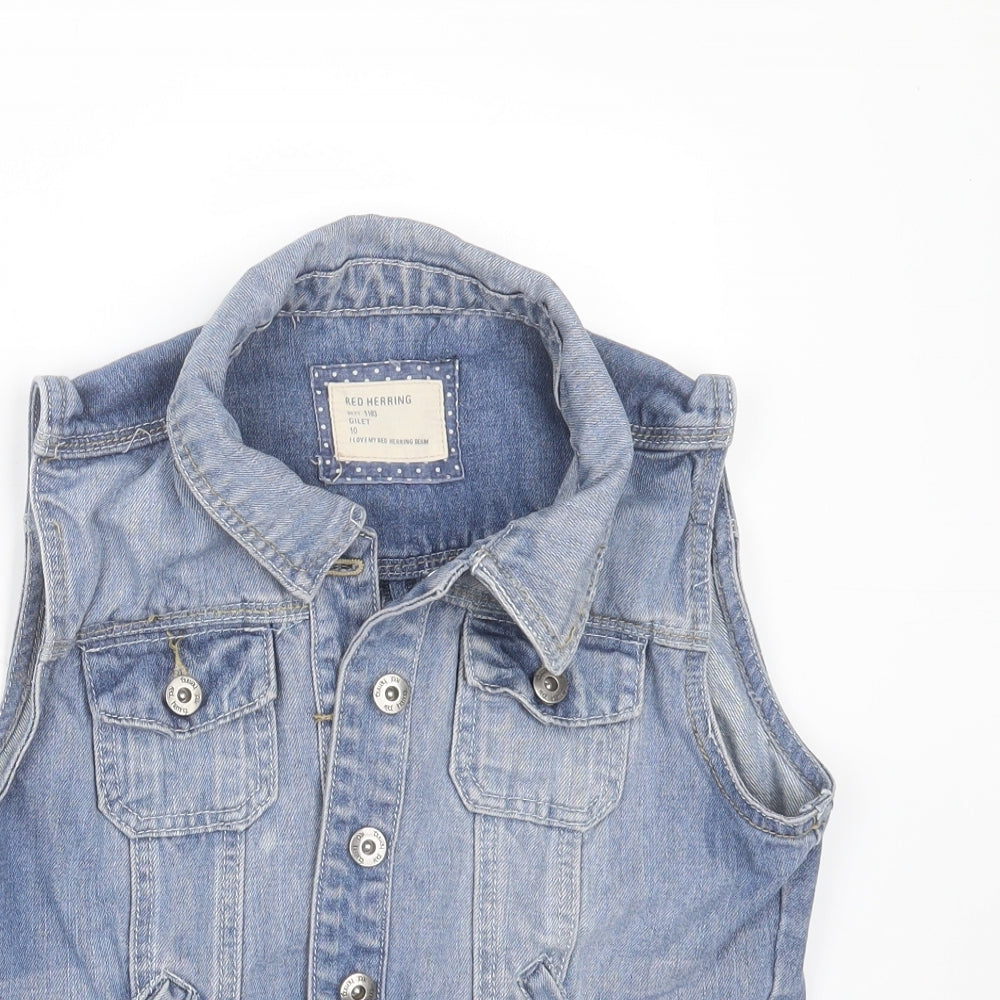 Red Herring Womens Blue   Gilet Jacket Size 10  Button
