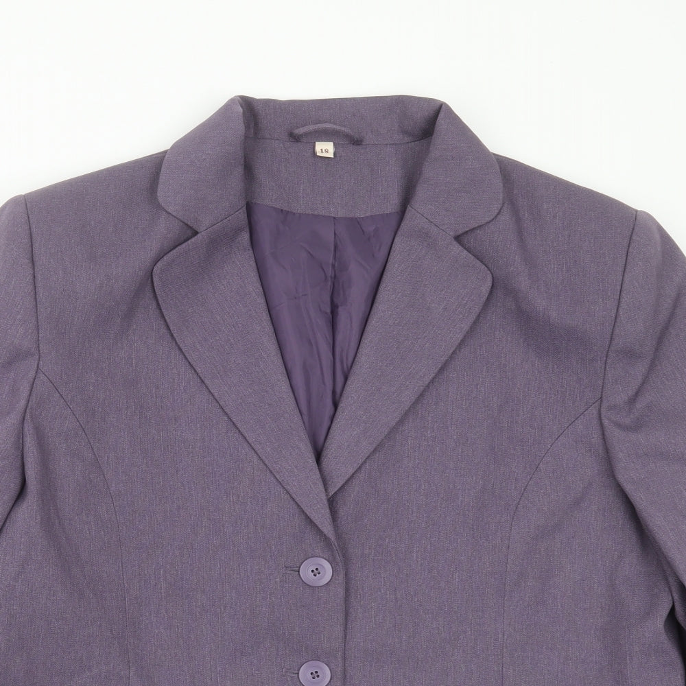 EWM Womens Purple  Polyester Jacket Suit Jacket Size 18
