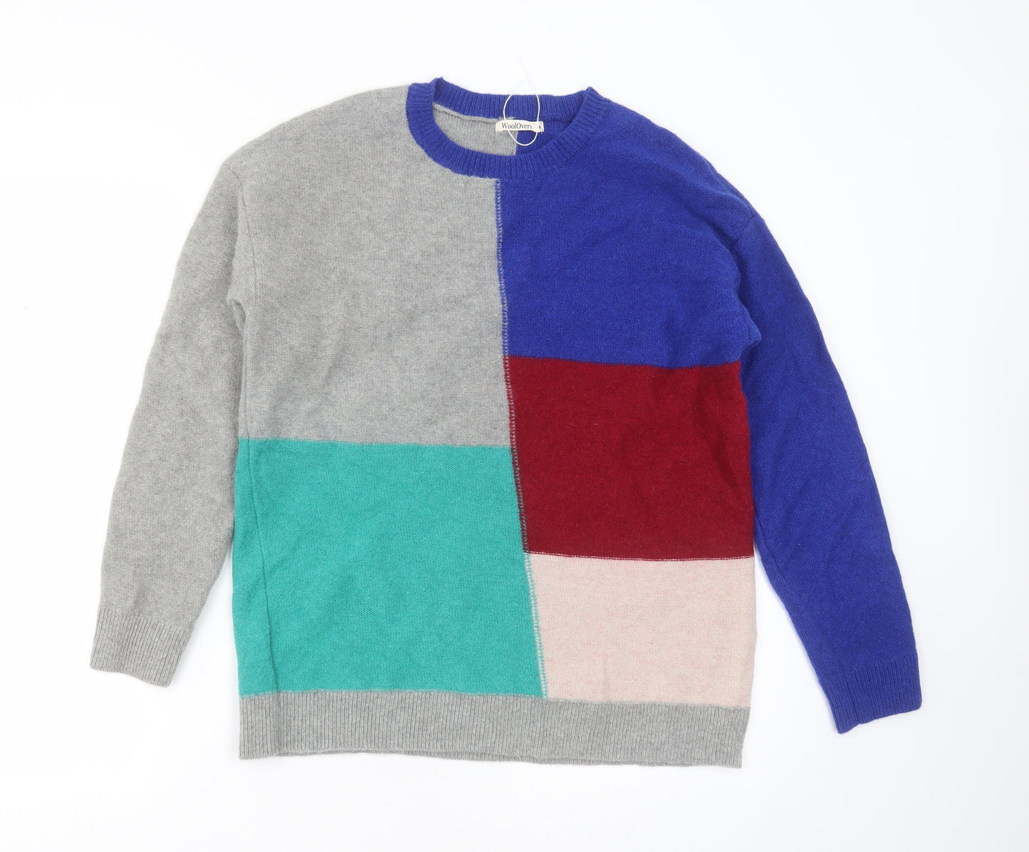 Woolovers Womens Multicoloured Round Neck  Wool Pullover Jumper Size M   - Colourblock