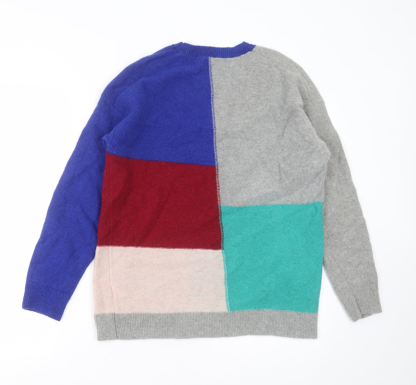 Woolovers Womens Multicoloured Round Neck  Wool Pullover Jumper Size M   - Colourblock