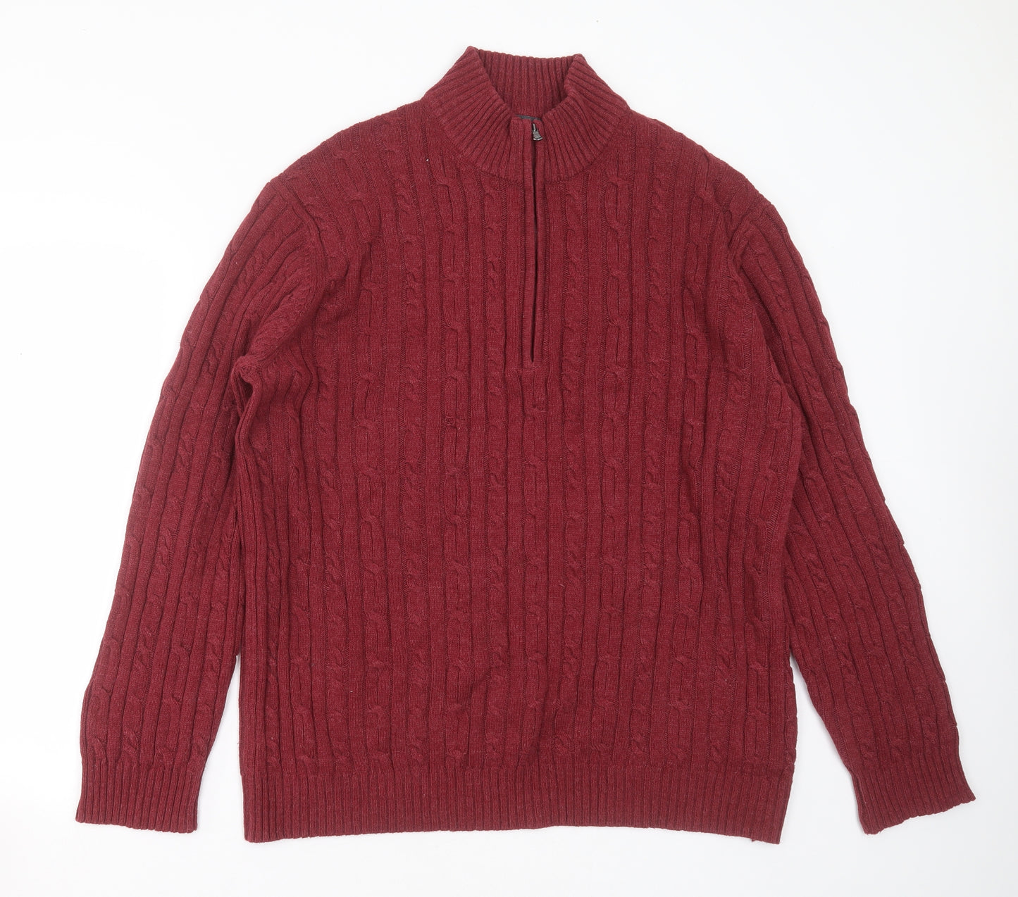 IZOD Mens Purple High Neck  Cotton Pullover Jumper Size 2XL