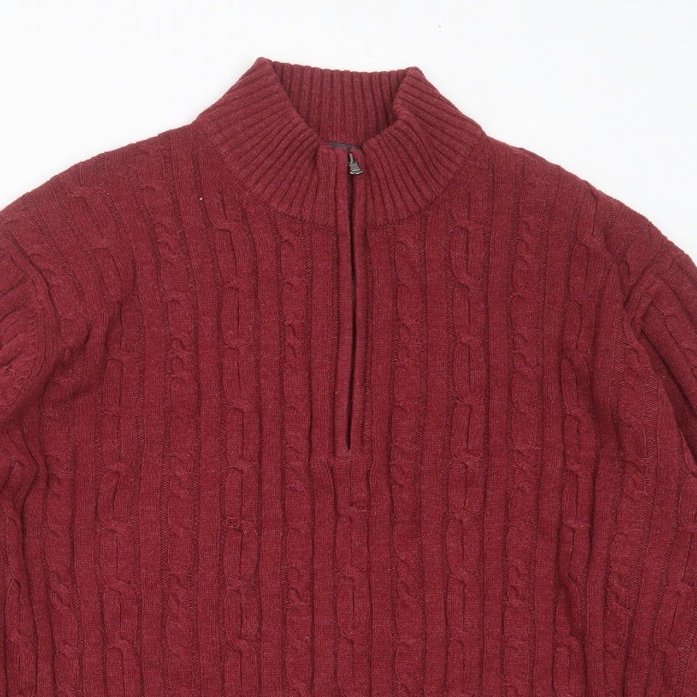 IZOD Mens Purple High Neck  Cotton Pullover Jumper Size 2XL