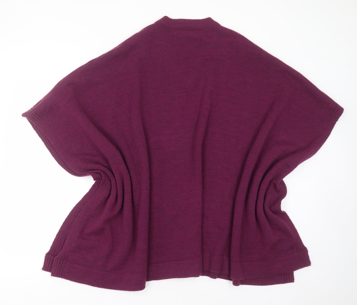 Preworn Womens Purple V-Neck  Acrylic Cape Jumper One Size