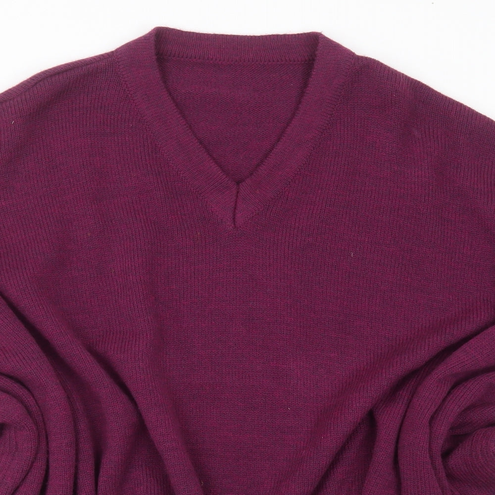 Preworn Womens Purple V-Neck  Acrylic Cape Jumper One Size