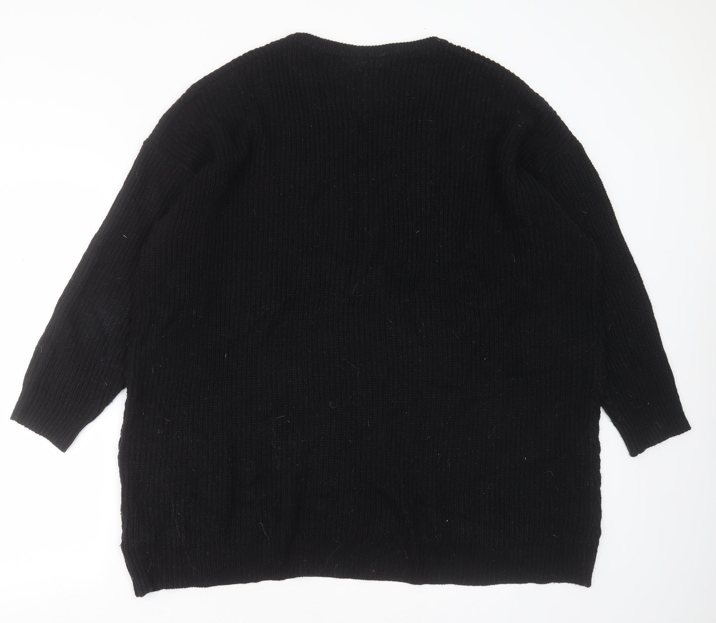 Yours Womens Black Round Neck  Acrylic Pullover Jumper Size 22