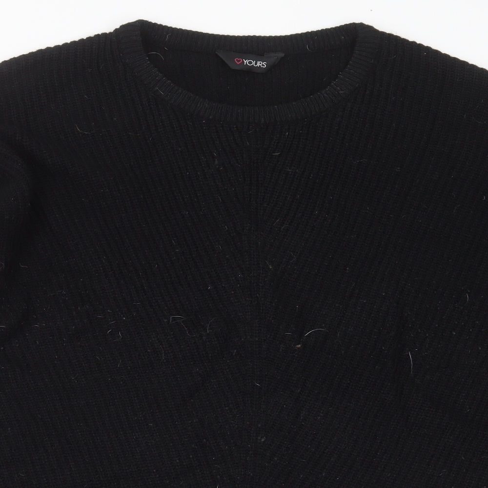 Yours Womens Black Round Neck  Acrylic Pullover Jumper Size 22
