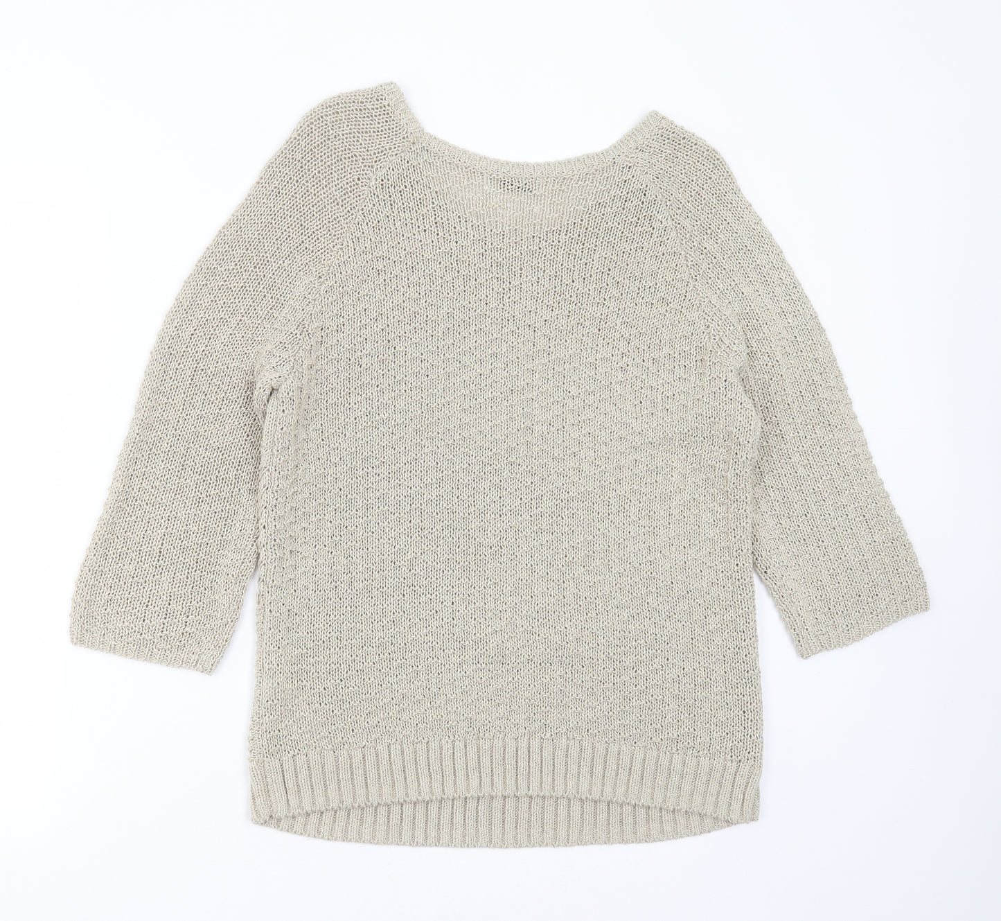 Marks and Spencer Womens Beige Round Neck Geometric Acrylic Pullover Jumper Size 12