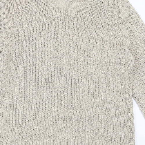 Marks and Spencer Womens Beige Round Neck Geometric Acrylic Pullover Jumper Size 12