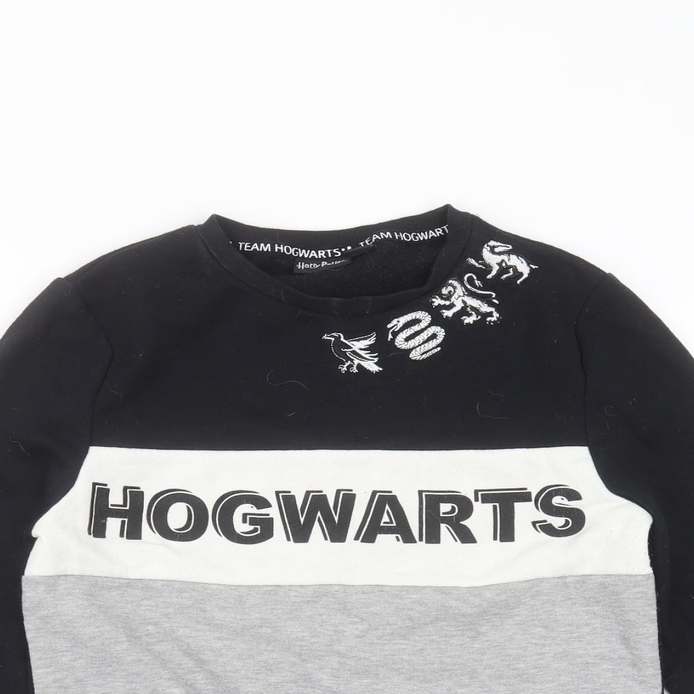 Primark Womens Black  Cotton Pullover Sweatshirt Size 2XS   - hogwarts