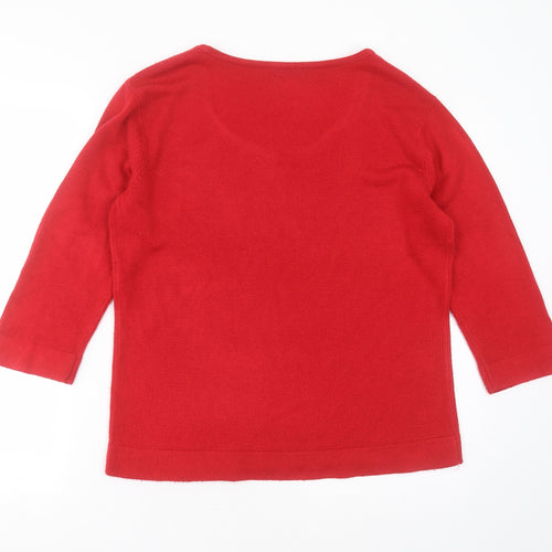 BM Womens Red Scoop Neck  Acrylic Pullover Jumper Size M   - sequins