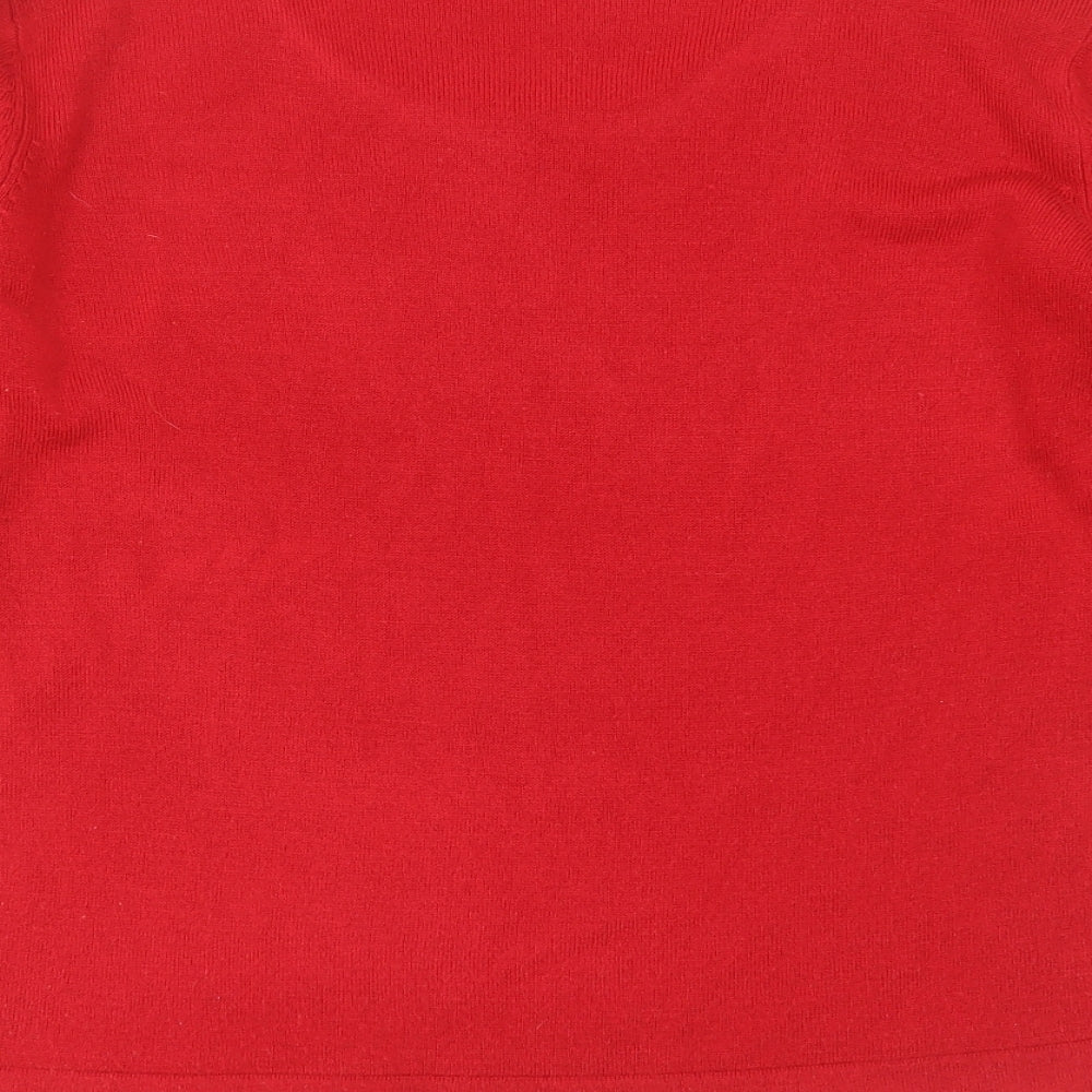 BM Womens Red Scoop Neck  Acrylic Pullover Jumper Size M   - sequins