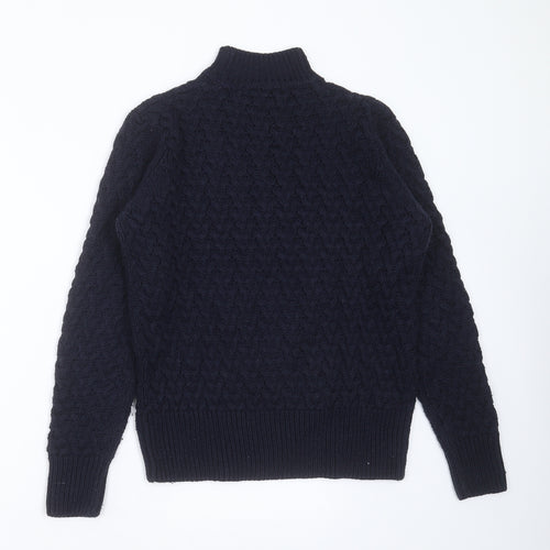 QED London Womens Blue Round Neck Geometric Acrylic Pullover Jumper Size S