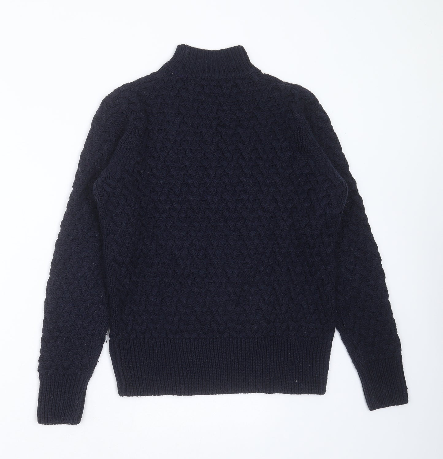 QED London Womens Blue Round Neck Geometric Acrylic Pullover Jumper Size S
