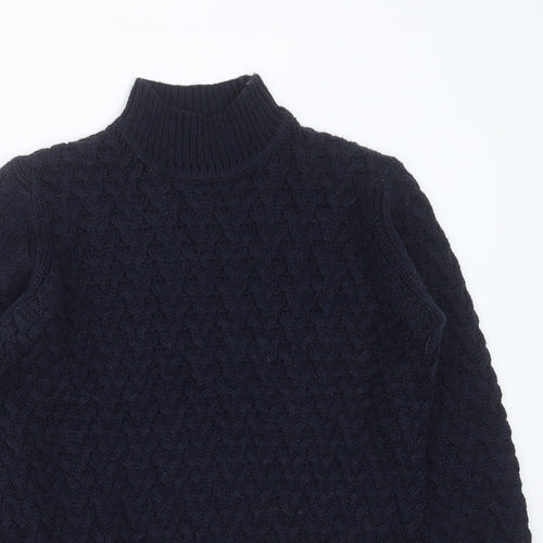 QED London Womens Blue Round Neck Geometric Acrylic Pullover Jumper Size S
