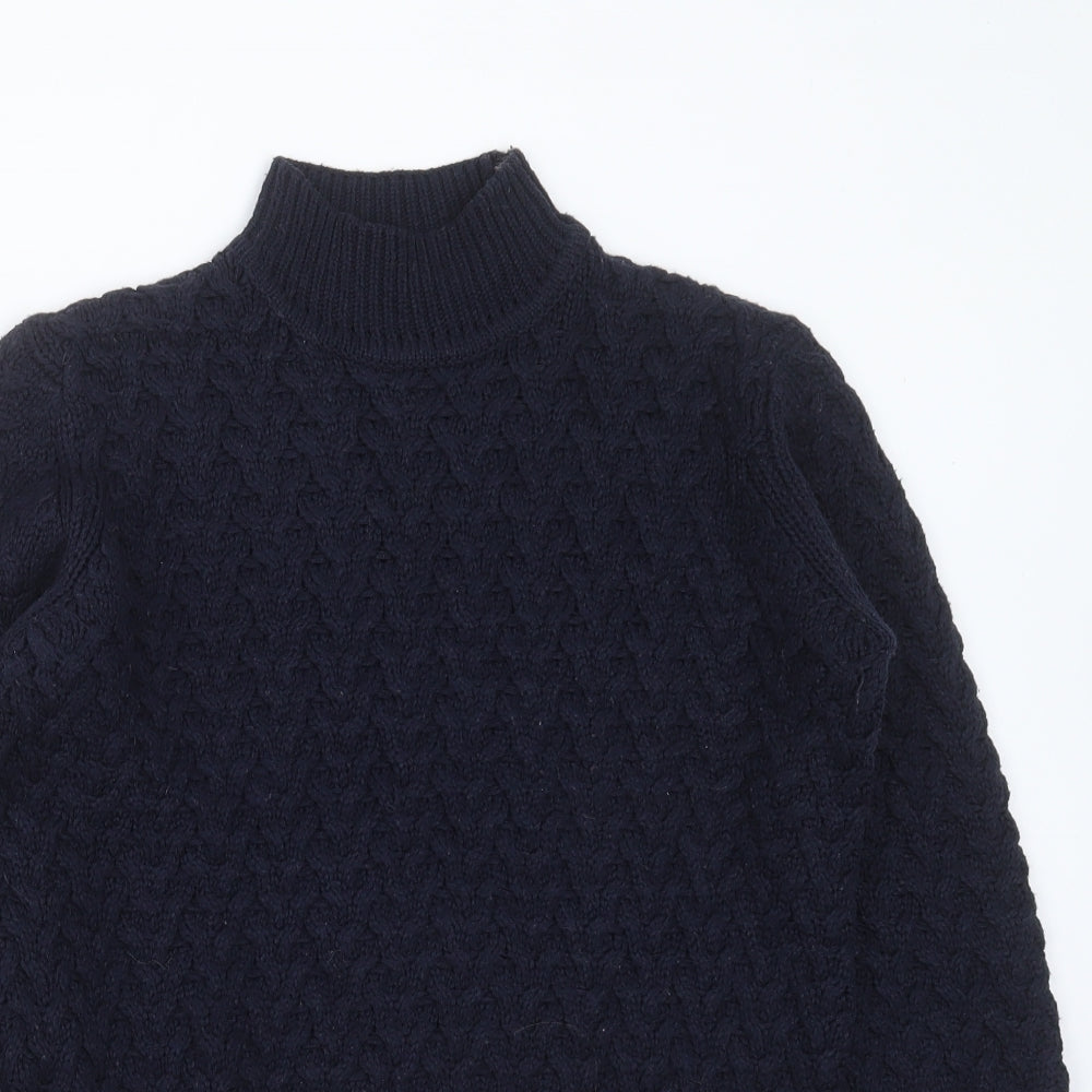 QED London Womens Blue Round Neck Geometric Acrylic Pullover Jumper Size S