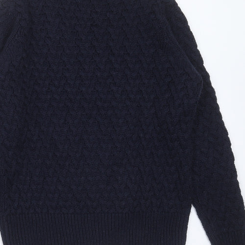 QED London Womens Blue Round Neck Geometric Acrylic Pullover Jumper Size S