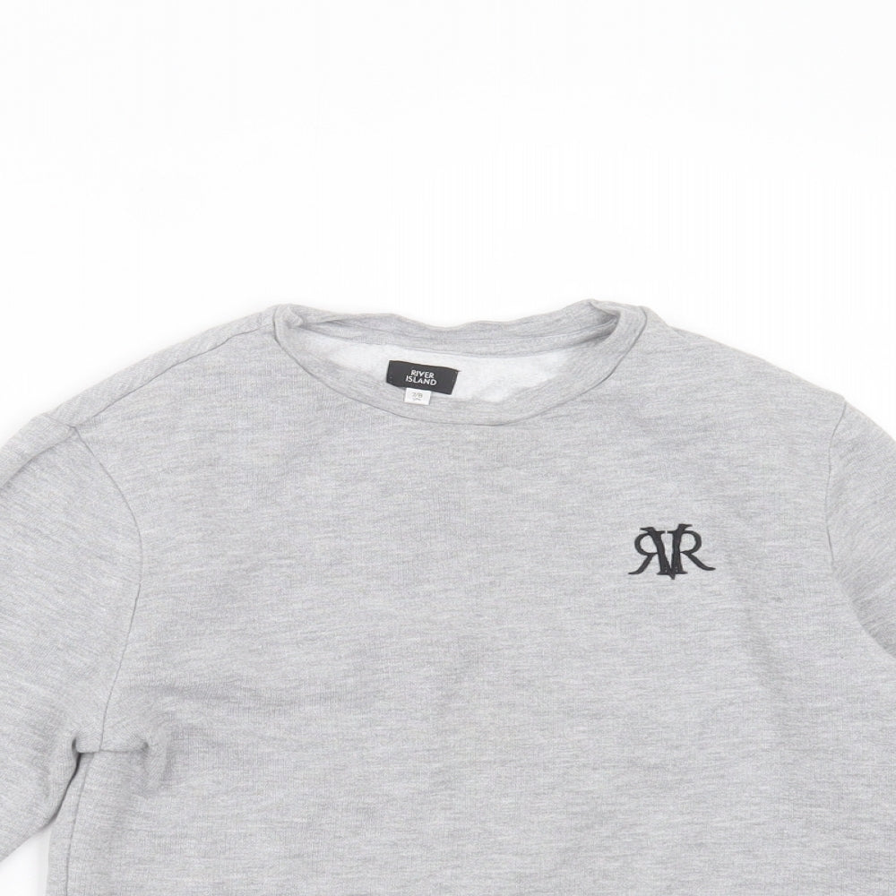 River Island Boys Grey  Cotton Pullover Sweatshirt Size 7-8 Years