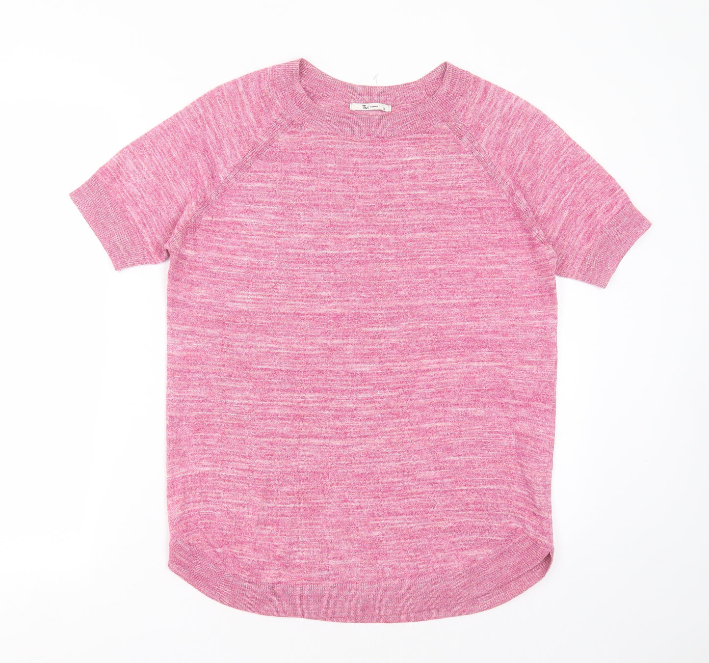 TU Womens Pink Round Neck  Polyester Pullover Jumper Size 12