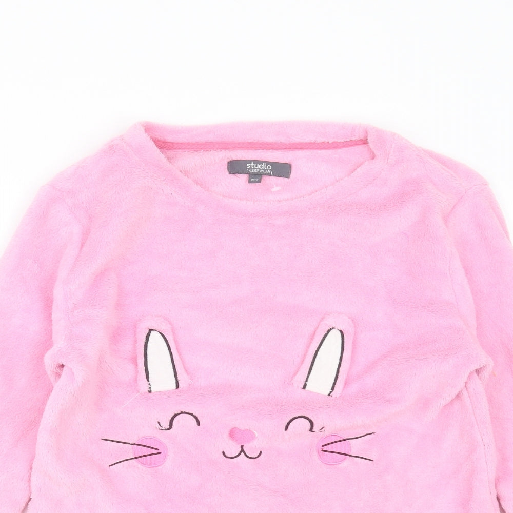 Studio Sleepwear Womens Pink Solid Polyester Top Pyjama Top Size 8   - animal face