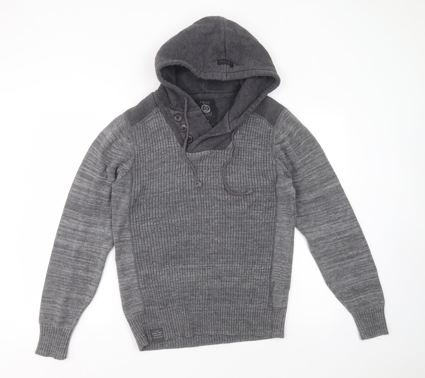 NEXT Mens Grey  Cotton Pullover Hoodie Size M