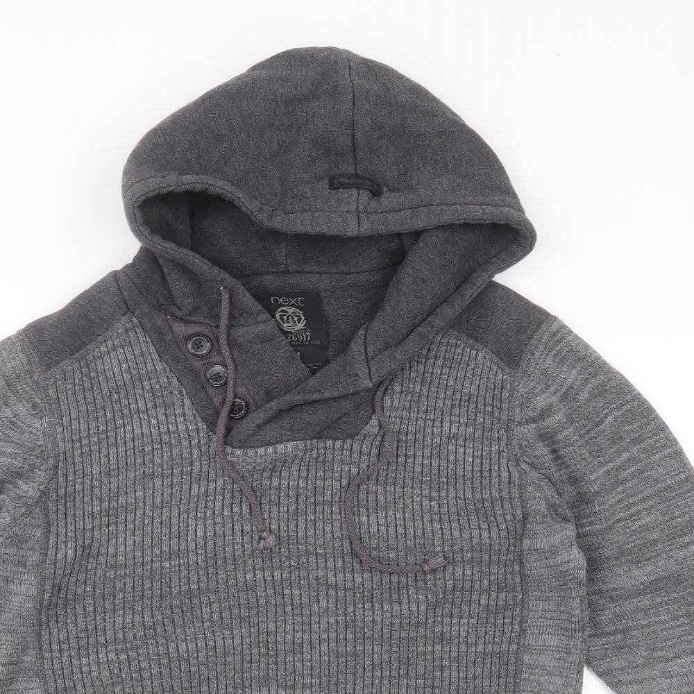 NEXT Mens Grey  Cotton Pullover Hoodie Size M