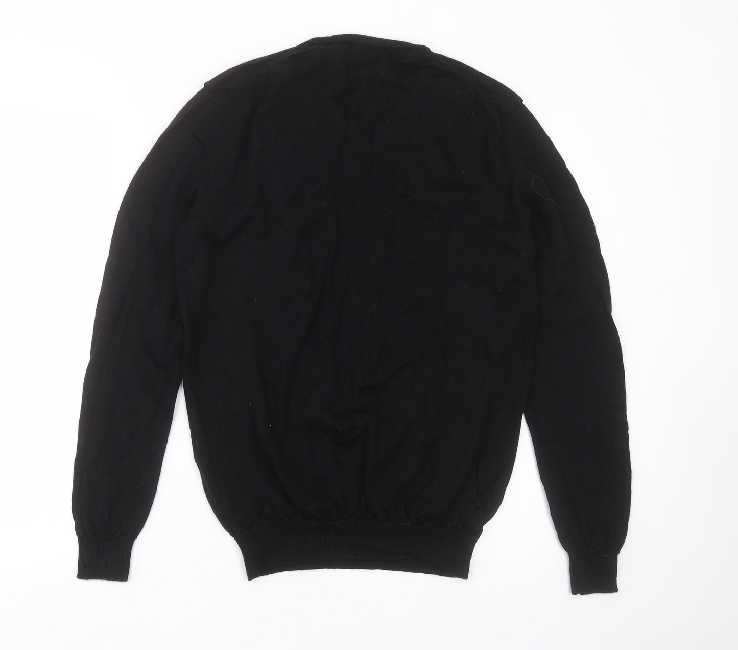 NEXT Mens Black V-Neck  Wool Pullover Jumper Size L