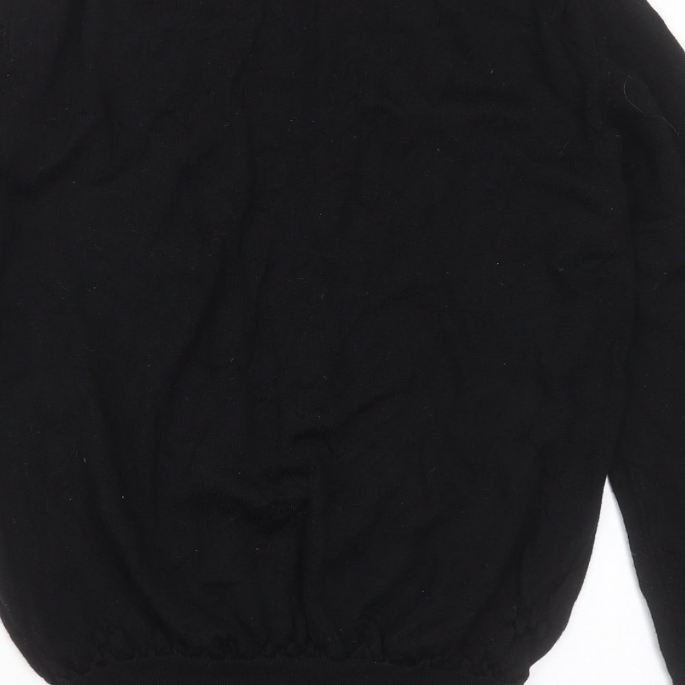 NEXT Mens Black V-Neck  Wool Pullover Jumper Size L