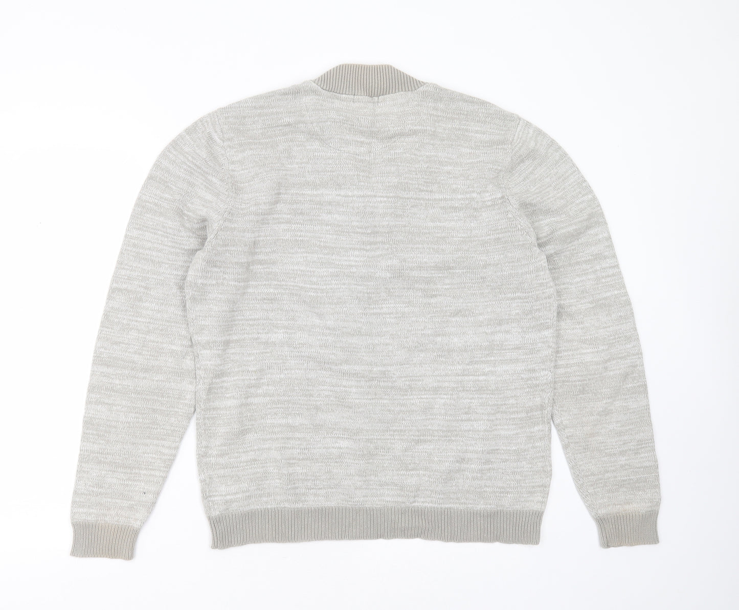 GUESS Mens Grey V-Neck  Cotton Pullover Jumper Size L