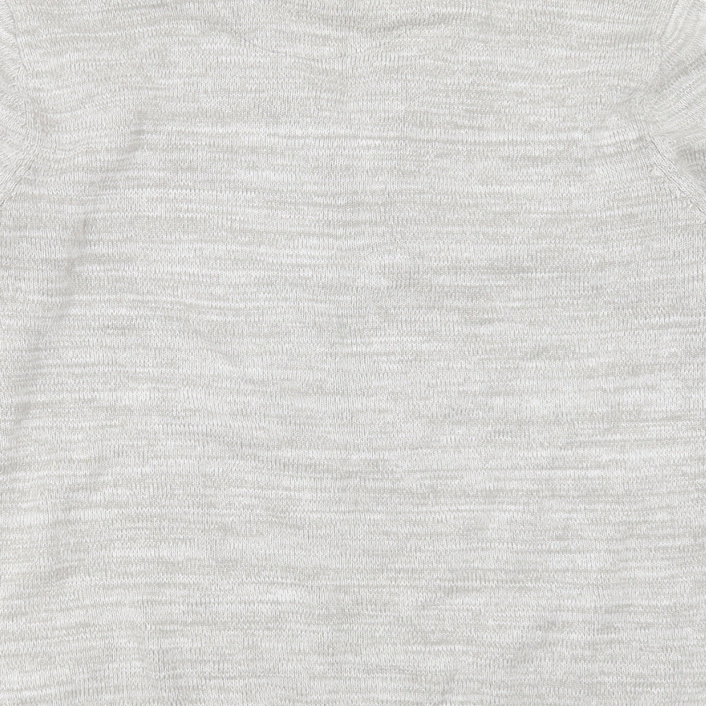 GUESS Mens Grey V-Neck  Cotton Pullover Jumper Size L
