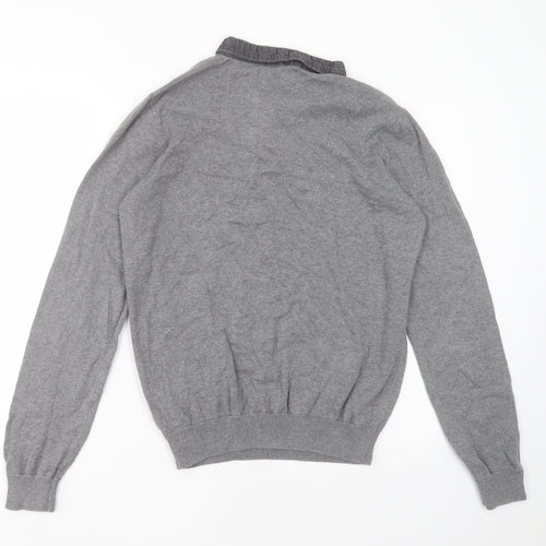 Kangol Mens Grey Collared  Cotton Pullover Jumper Size M