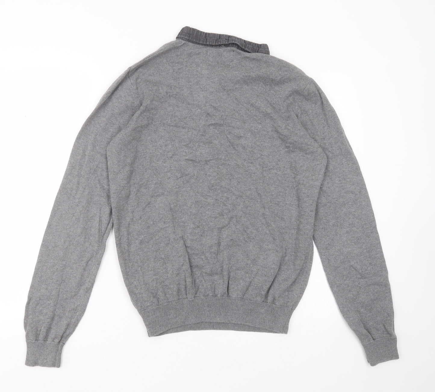 Kangol Mens Grey Collared  Cotton Pullover Jumper Size M