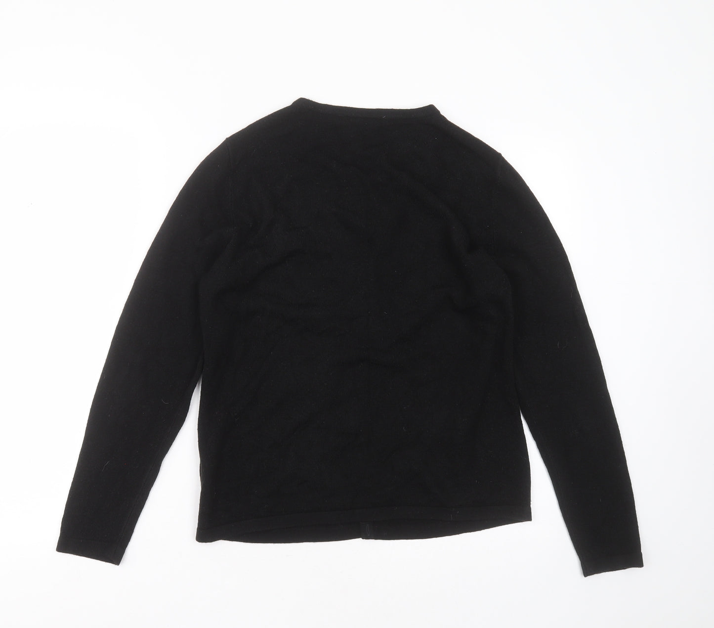 love knitwear Womens Black Round Neck  Acrylic Cardigan Jumper Size 10
