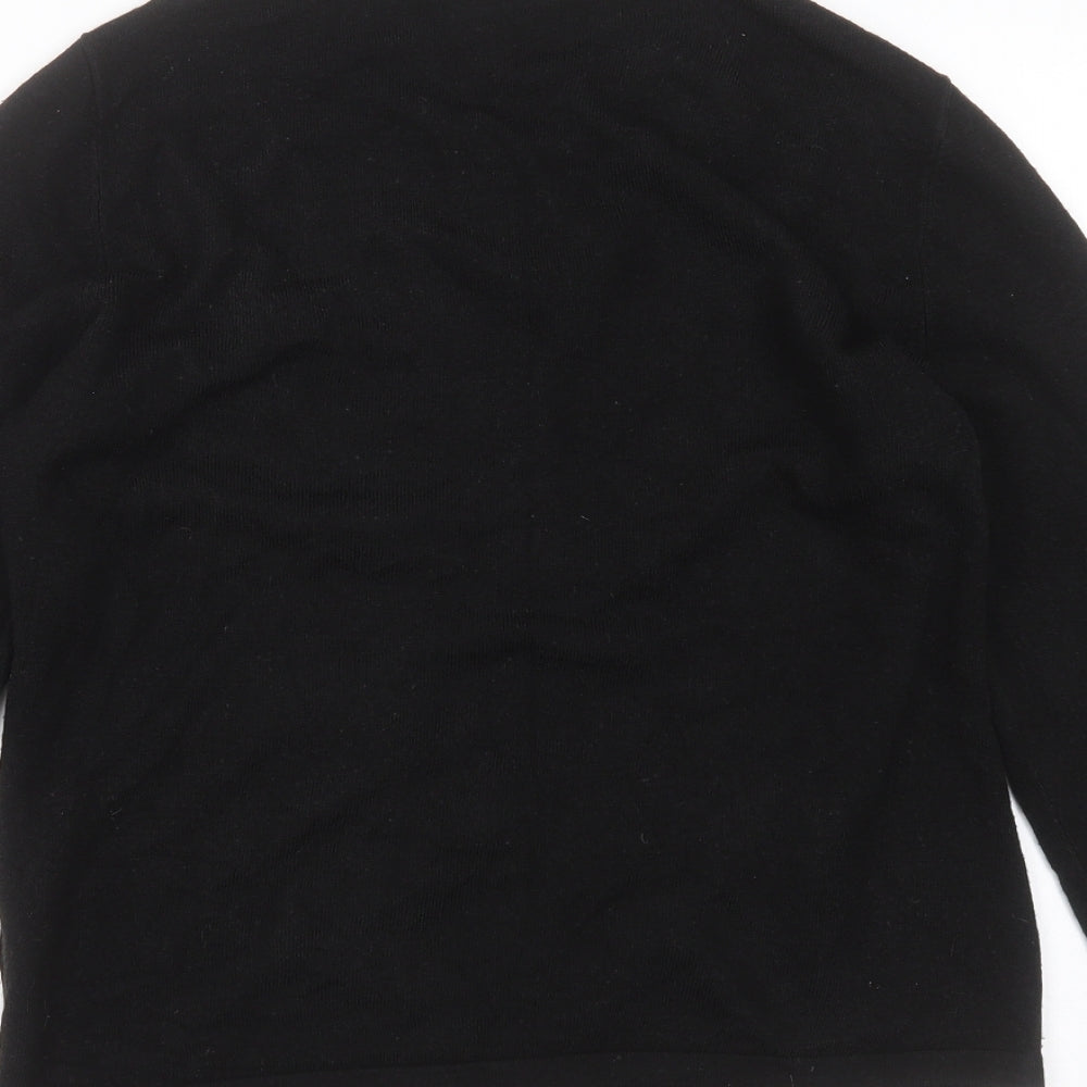 love knitwear Womens Black Round Neck  Acrylic Cardigan Jumper Size 10