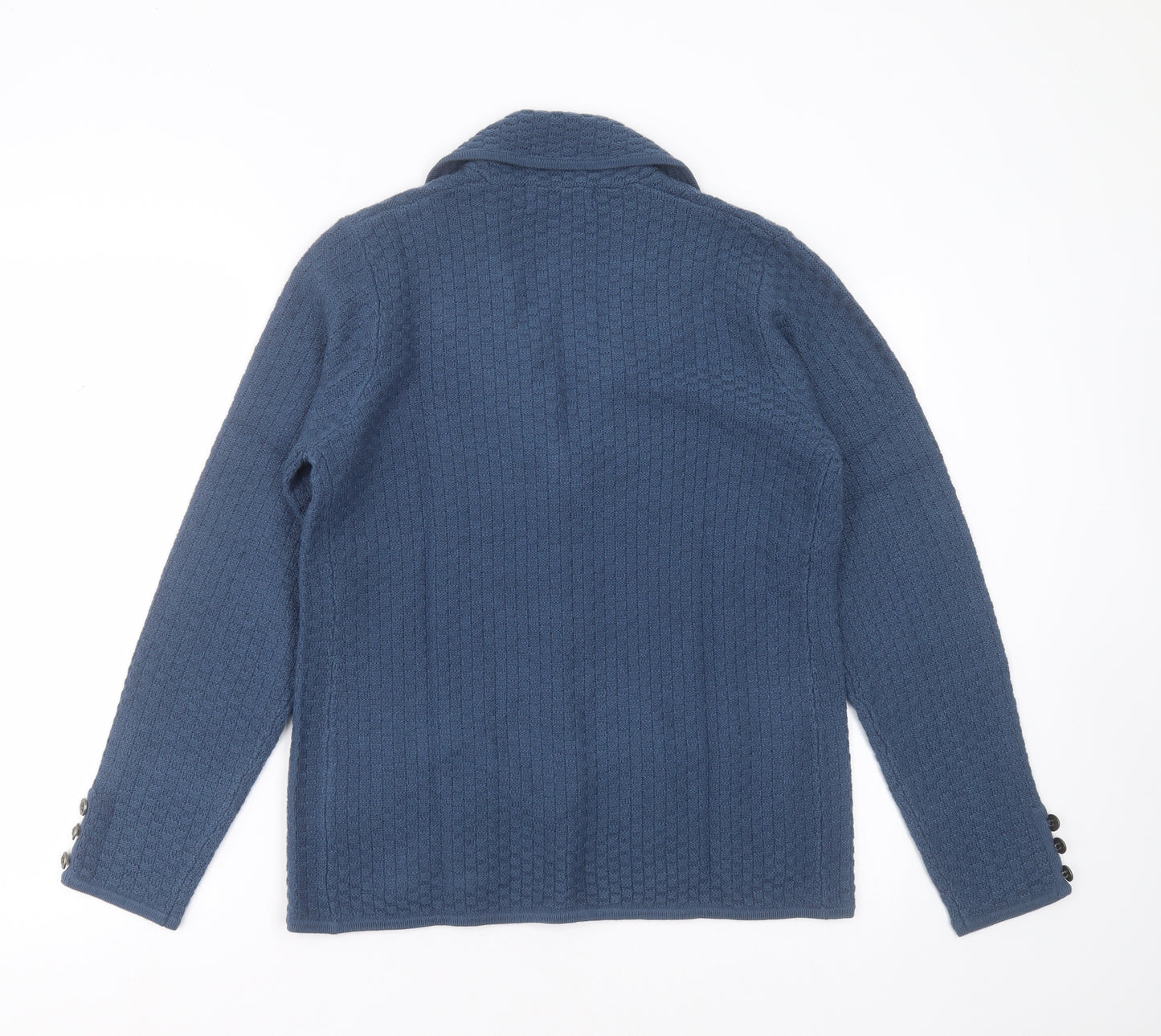 Honor Milburn  Womens Blue Collared Check Acrylic Cardigan Jumper Size S