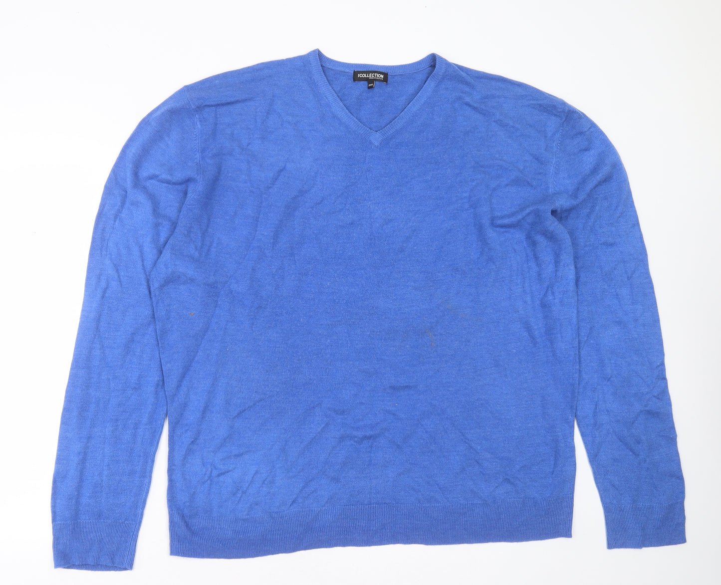 Debenhams Mens Blue V-Neck  Acrylic Pullover Jumper Size 3XL