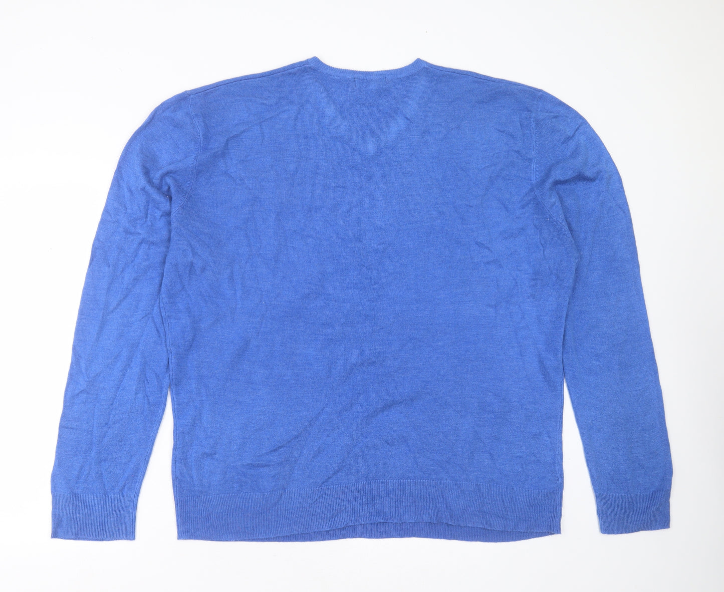 Debenhams Mens Blue V-Neck  Acrylic Pullover Jumper Size 3XL