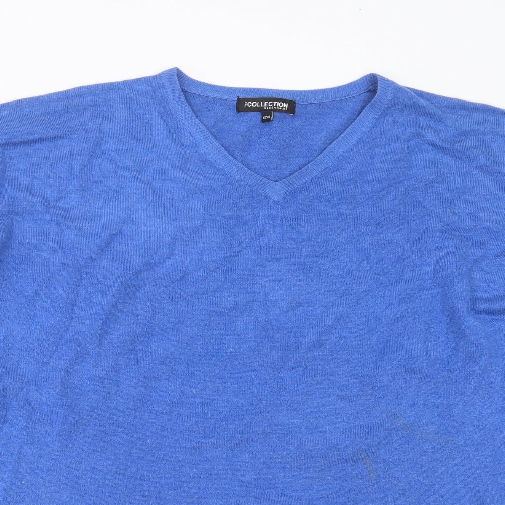 Debenhams Mens Blue V-Neck  Acrylic Pullover Jumper Size 3XL
