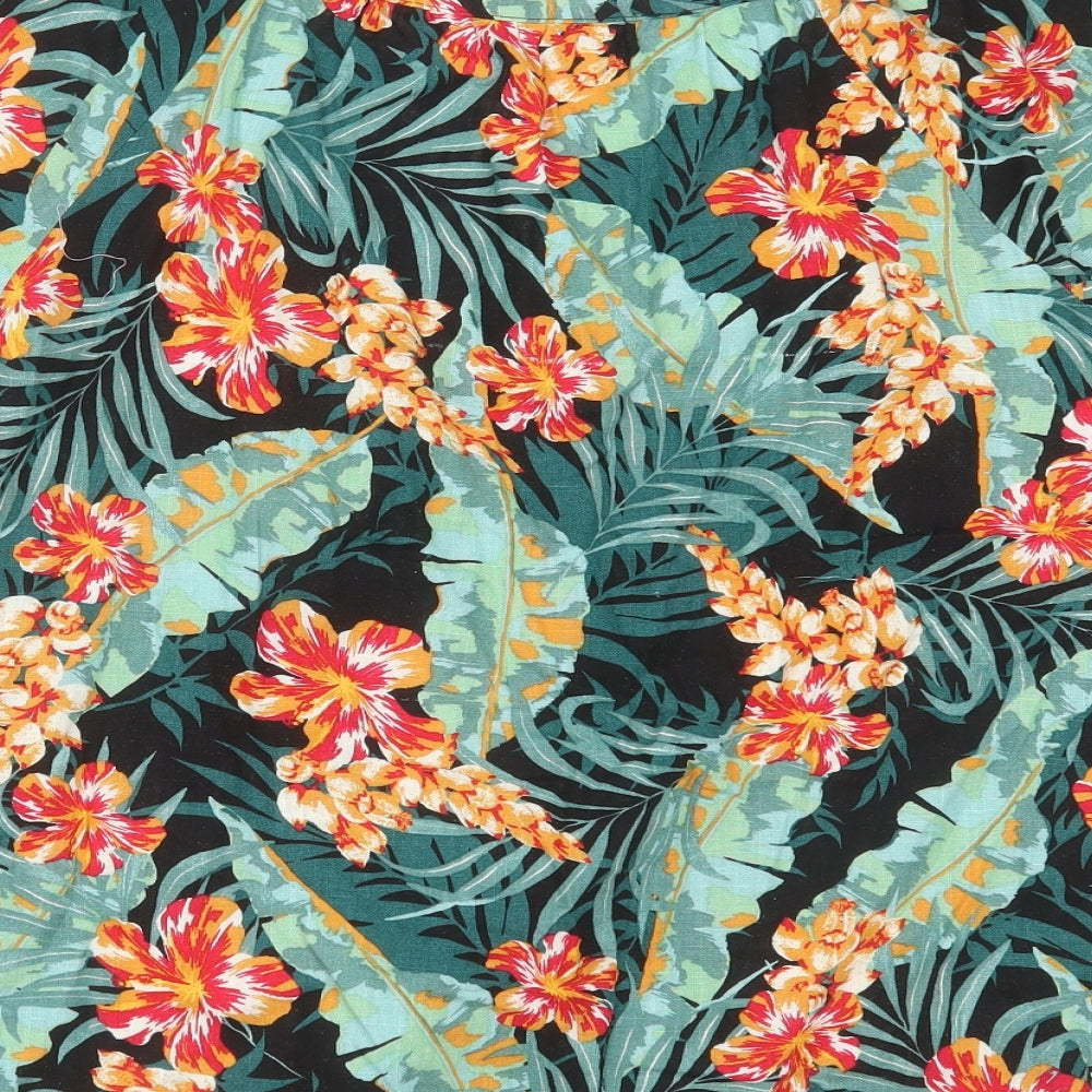 Nutmeg Womens Green Floral Viscose Basic Blouse Size 20 Round Neck