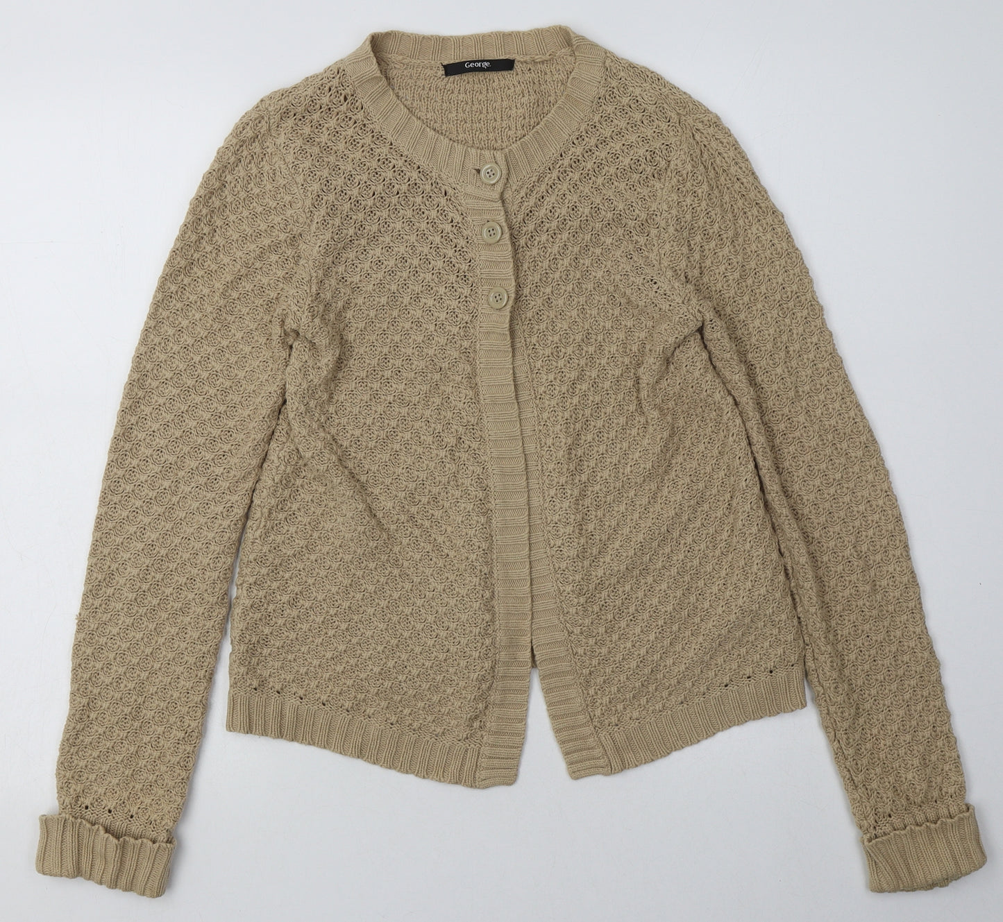 George Girls Brown Collared  Cotton Cardigan Jumper Size 10-11 Years  Button