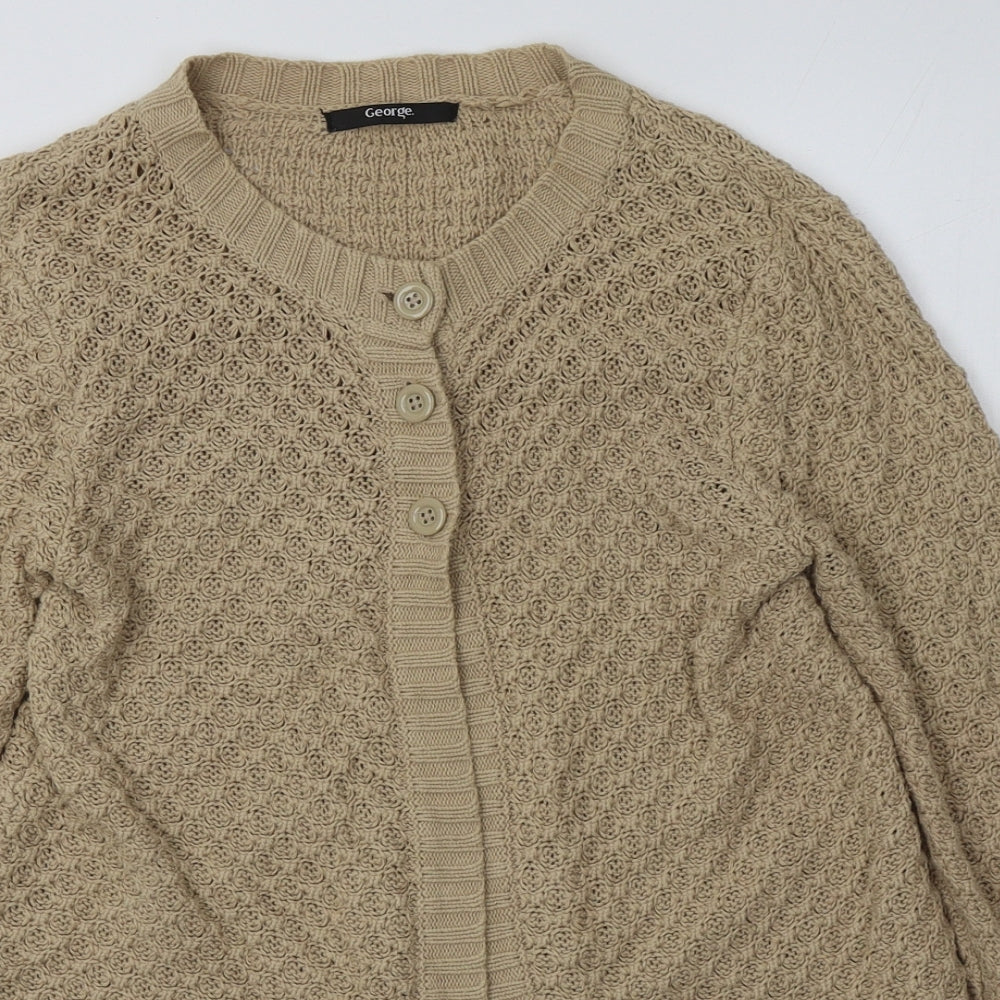 George Girls Brown Collared  Cotton Cardigan Jumper Size 10-11 Years  Button