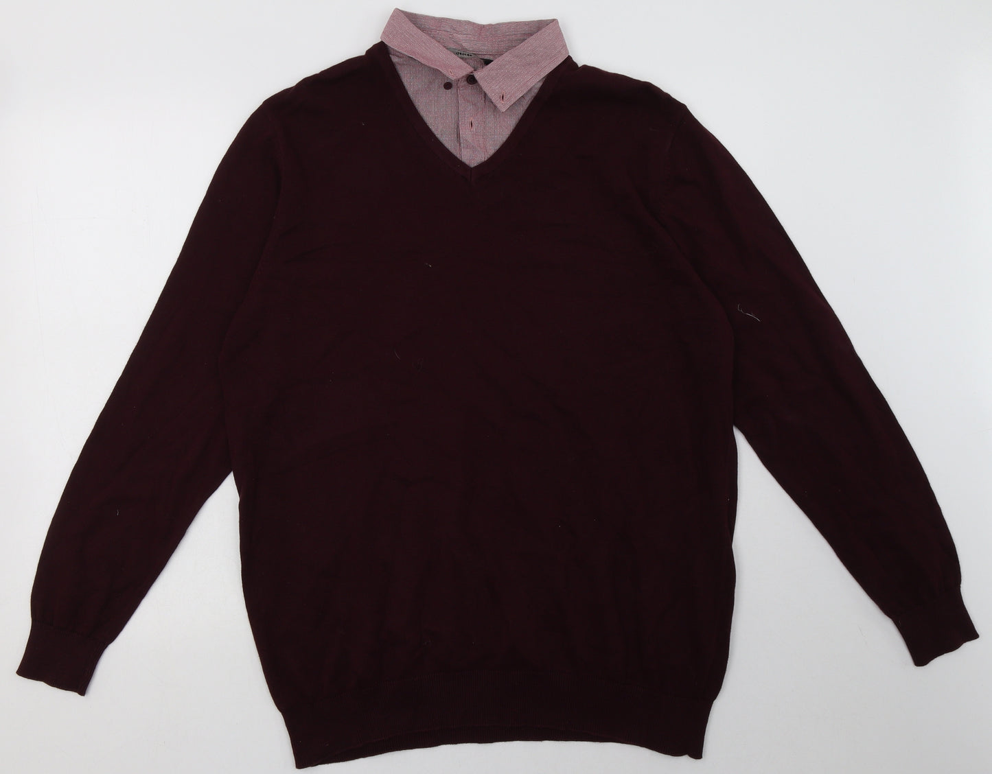 George Mens Red  Cotton Pullover Sweatshirt Size XL